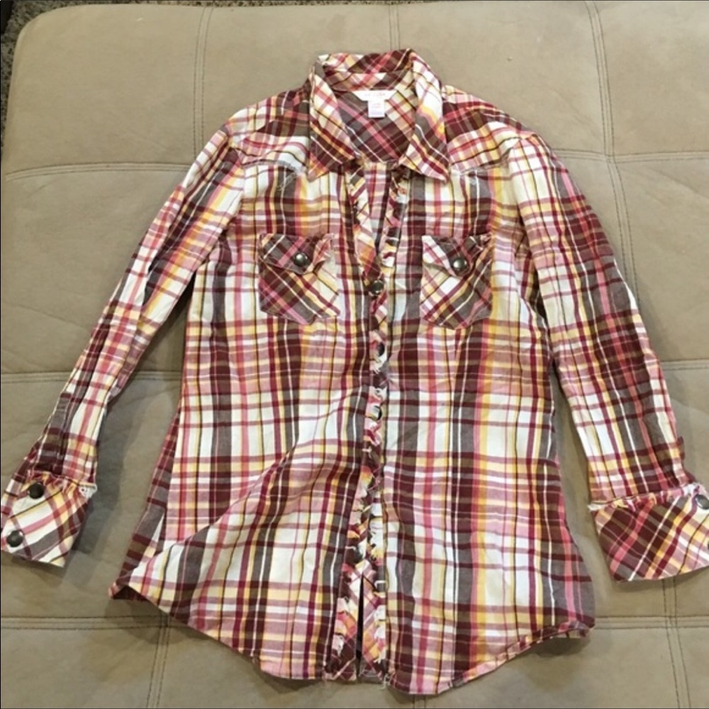 Pink, yellow and cream flannel